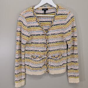 Aqua Cardigan Sweater Rainbow Classic Old Money Timeless Cozy Cute - Size S